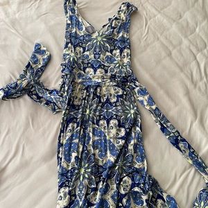 Blue cross back maxi dress